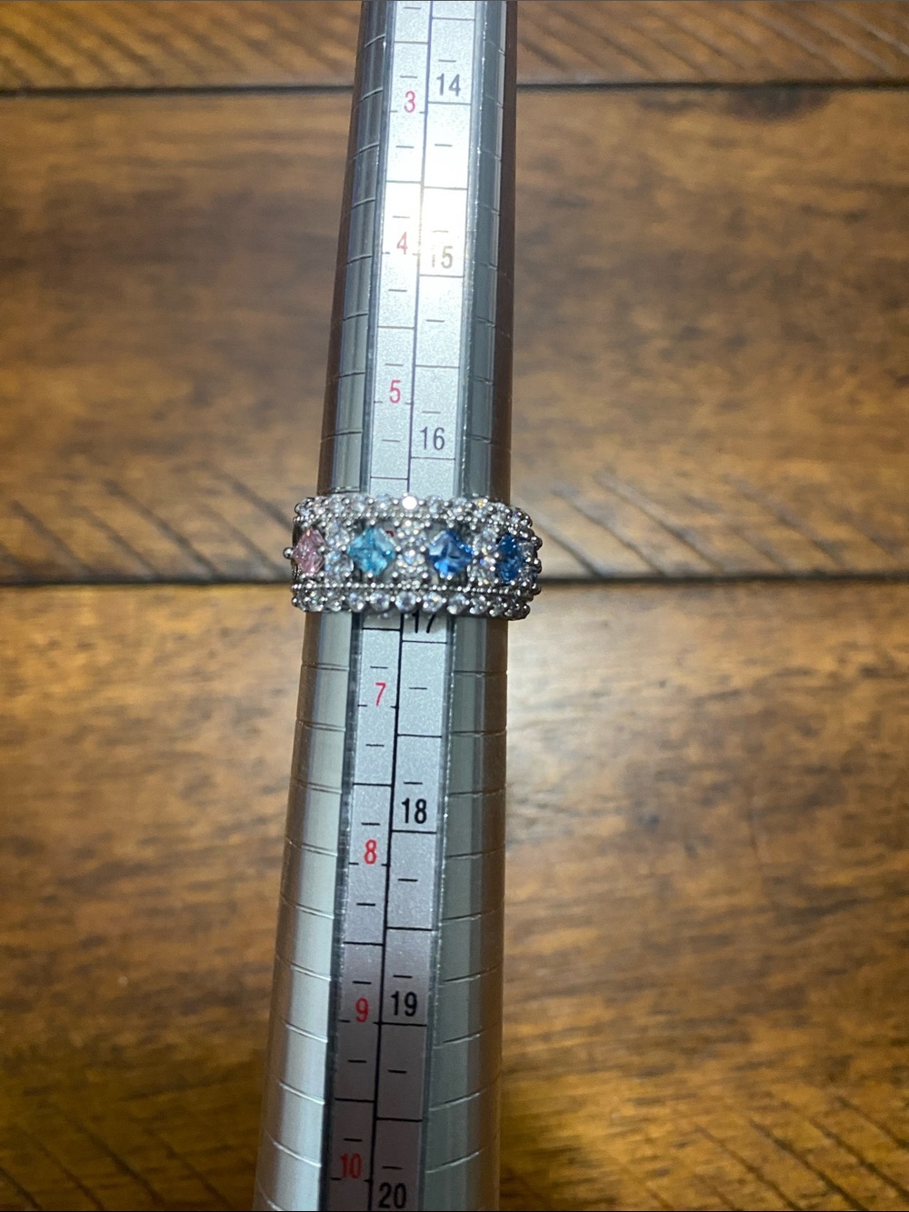Bomb Party OG Originals Ring - Array of Aquamarine & Pink Cubic Zirconia - 6
